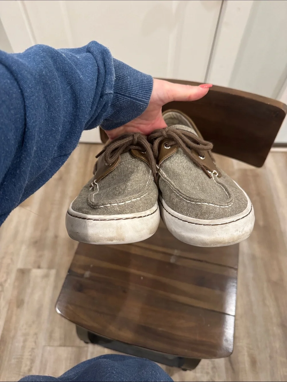 Sperry Men's Tan Canvas and Brown Leather Boat Shoes